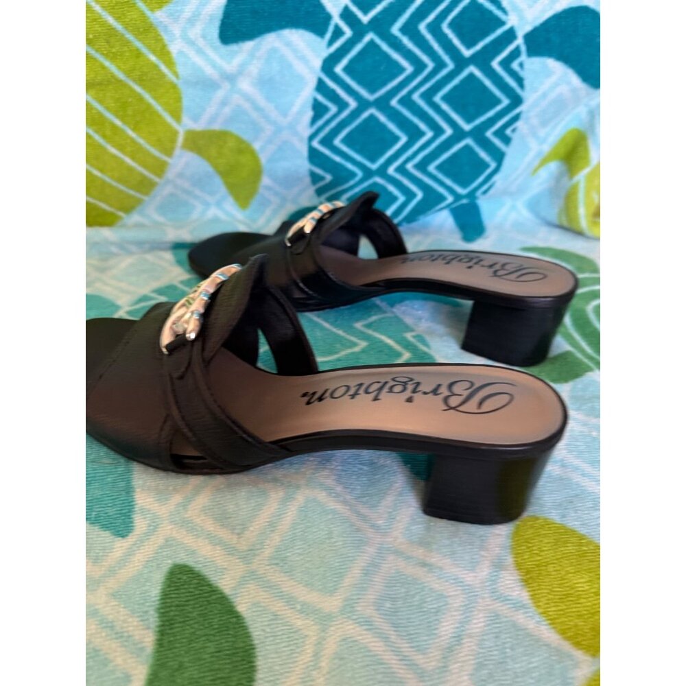 Brighton Kacey Interlock Leather Slide Sandals With Silver Accent  Black  Size 8 - Picture 2 of 10